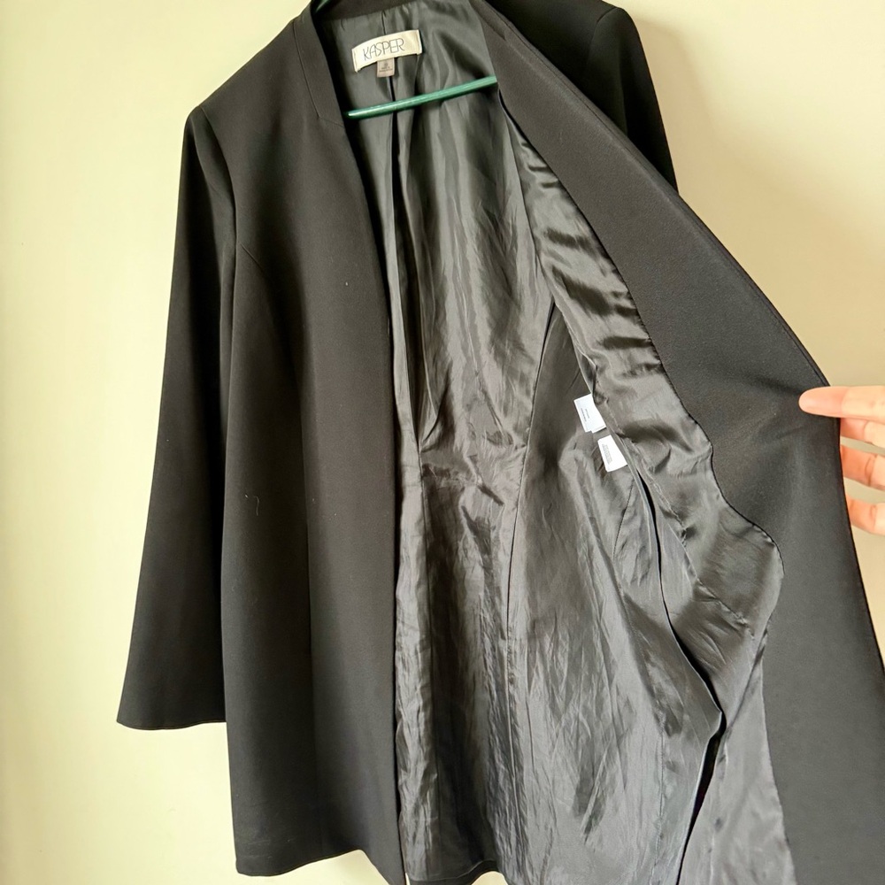 KASPER Elegant Black Open-Front Longline Blazer Jacket—SZ. 10 - Picture 14 of 16